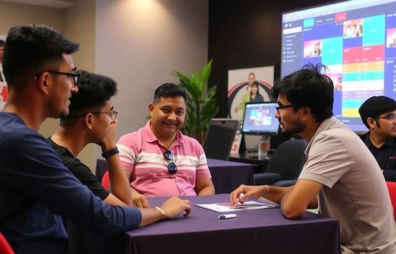 Anise Spectacle Champion players at a community meetup in Bangalore, sharing trading strategies